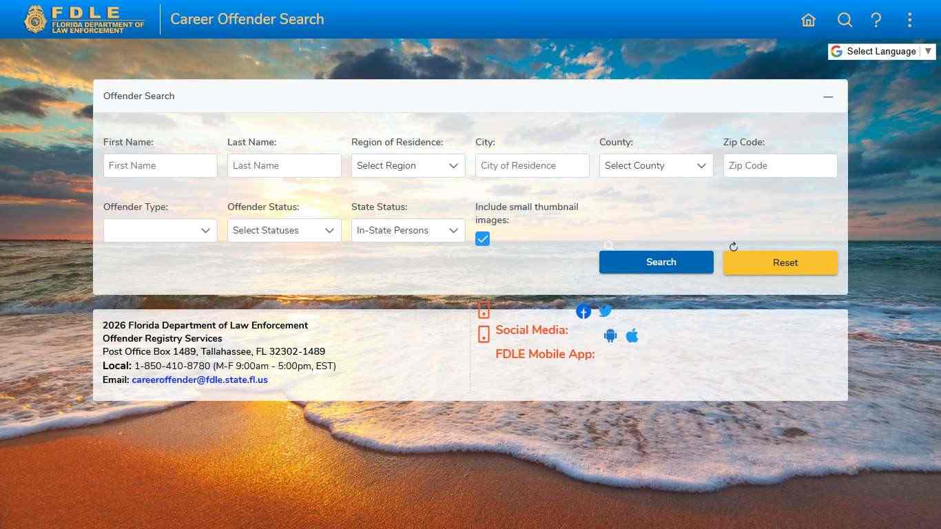 FDLE - Career Offender Search - Offender Search